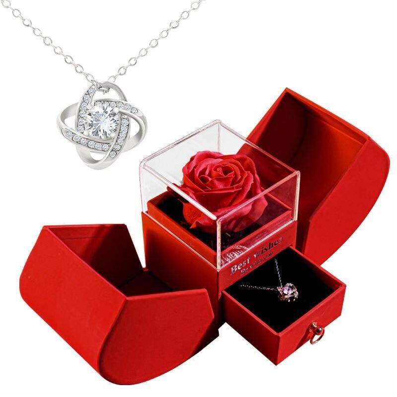Gift for Women Eternal Rose Gift Box /w Heart Necklace I Love You To The Moon and Back Flower Jewelry Box for Valentine Wedding Gift for Women Eternal Rose Gift Box /w Heart Necklace I Love You To The Moon and Back Flower Jewelry Box for Valentine Wedding