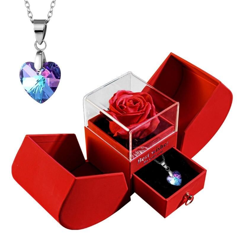 Gift for Women Eternal Rose Gift Box /w Heart Necklace I Love You To The Moon and Back Flower Jewelry Box for Valentine Wedding Gift for Women Eternal Rose Gift Box /w Heart Necklace I Love You To The Moon and Back Flower Jewelry Box for Valentine Wedding