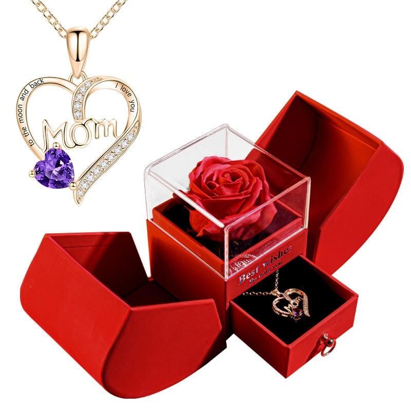 Gift for Women Eternal Rose Gift Box /w Heart Necklace I Love You To The Moon and Back Flower Jewelry Box for Valentine Wedding Gift for Women Eternal Rose Gift Box /w Heart Necklace I Love You To The Moon and Back Flower Jewelry Box for Valentine Wedding