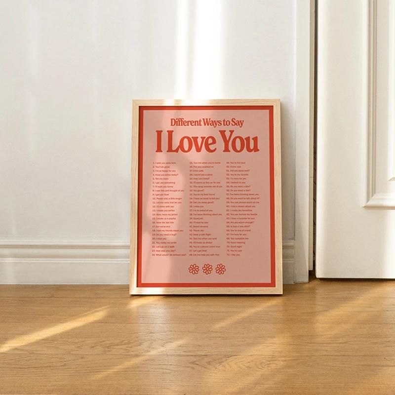 Love Theme 100 Sentence Different Ways Say I Love You Red Poster Canvas Painting Wall Art Print Picture Room Interior Home Decor Love Theme 100 Sentence Different Ways Say I Love You Red Poster Canvas Painting Wall Art Print Picture Room Interior Home Decor