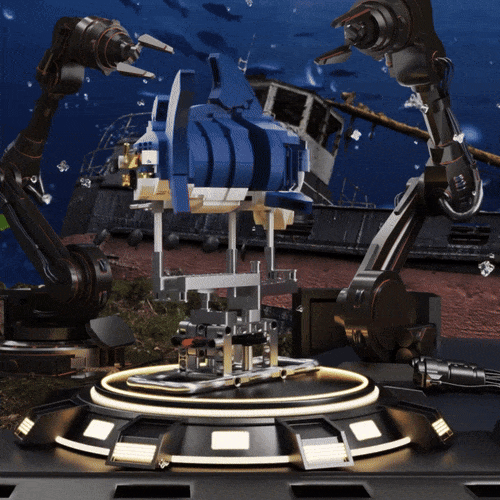 Mechanical Shark Building Set with Display Stand and Lights (1)